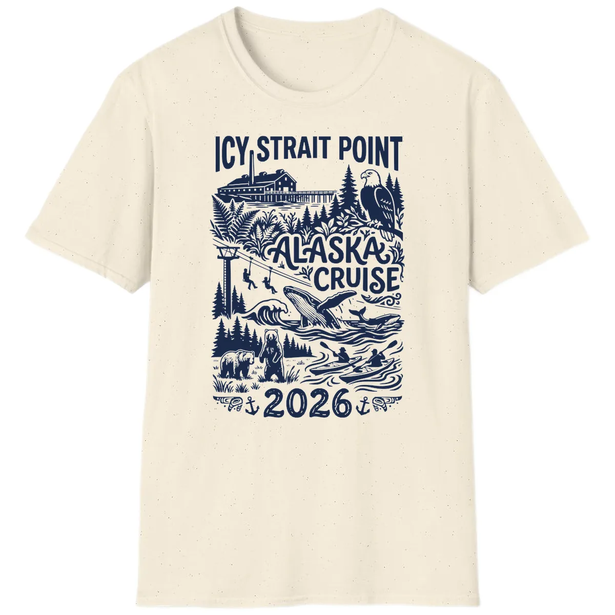 Icy Strait Point Alaska Cruise 2026 T-Shirt in Natural