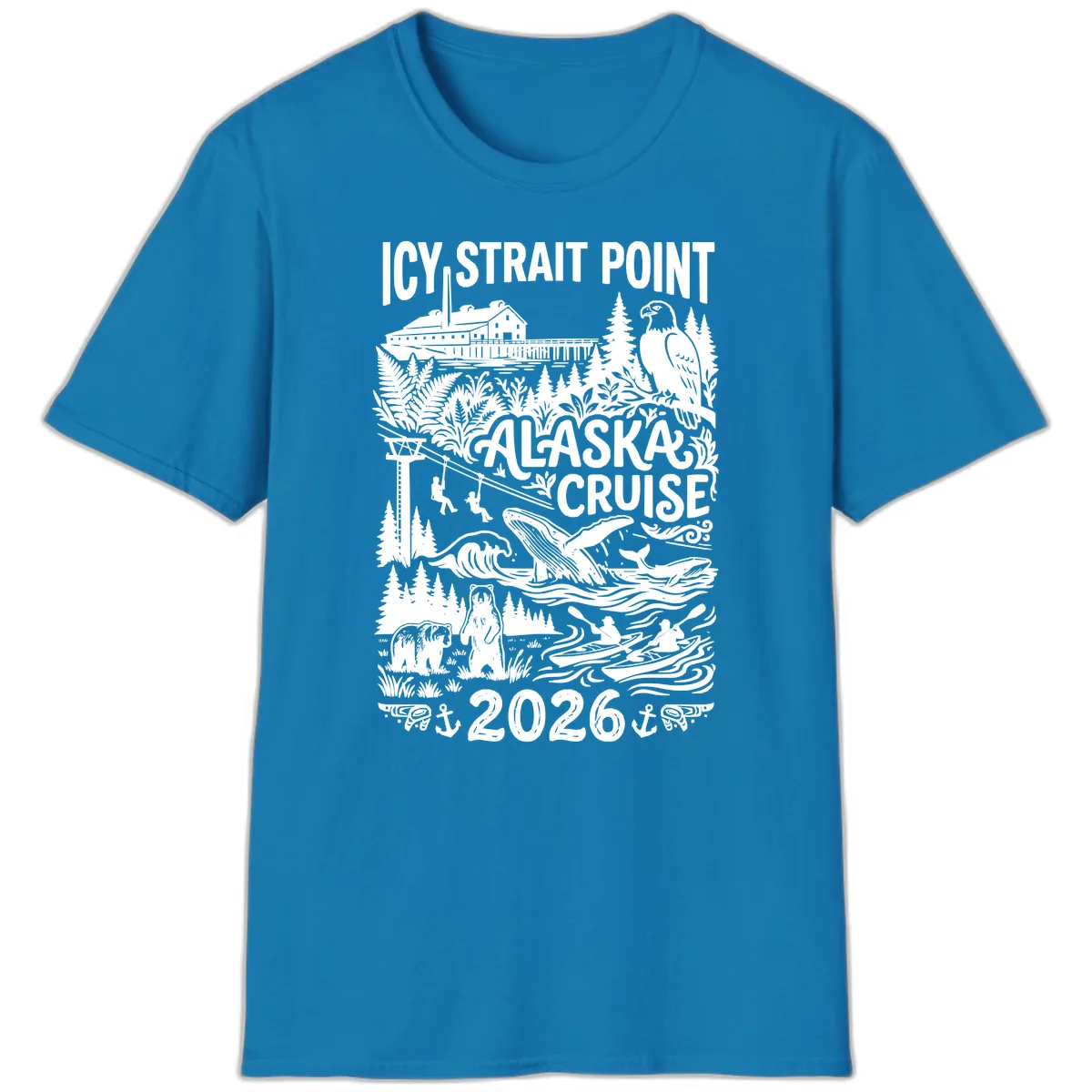Icy Strait Point Alaska Cruise 2026 T-Shirt in Sapphire
