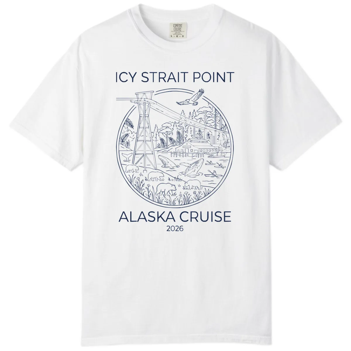 Icy Strait Point Wildlife Panorama Comfort Color in White