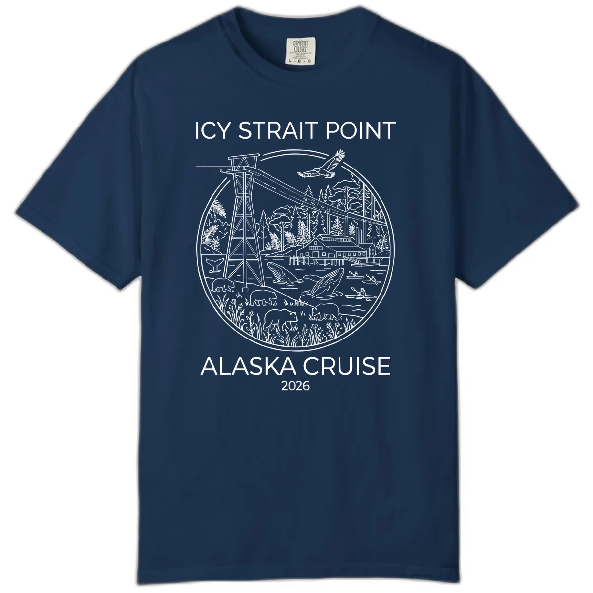 Icy Strait Point Wildlife Panorama Comfort Color in Navy