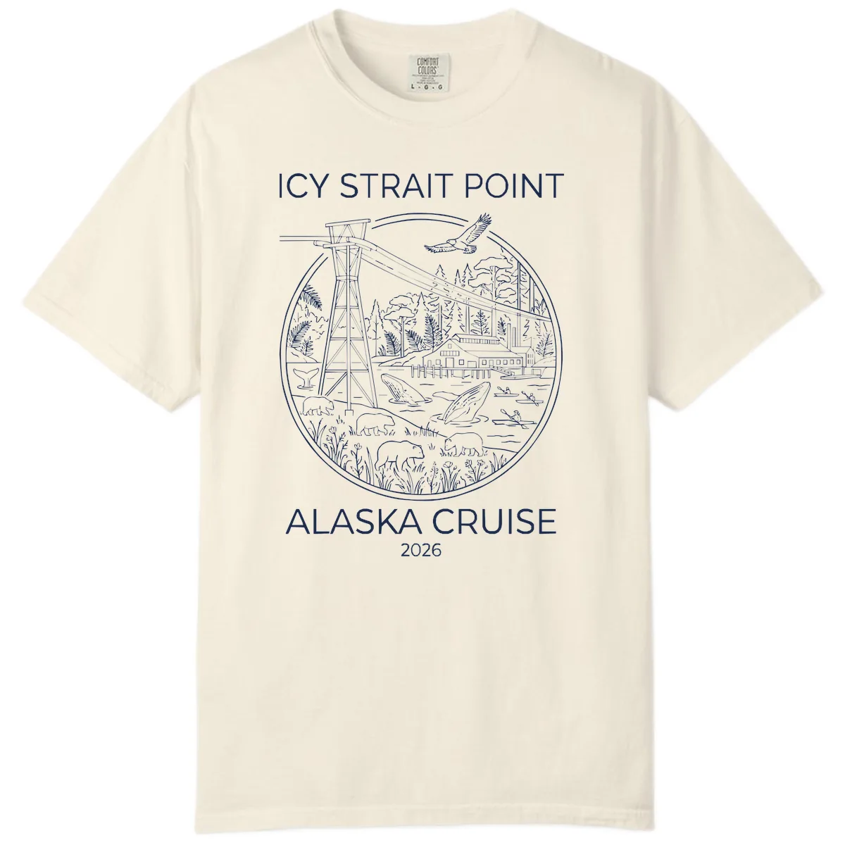 Icy Strait Point Wildlife Panorama Comfort Color in Ivory