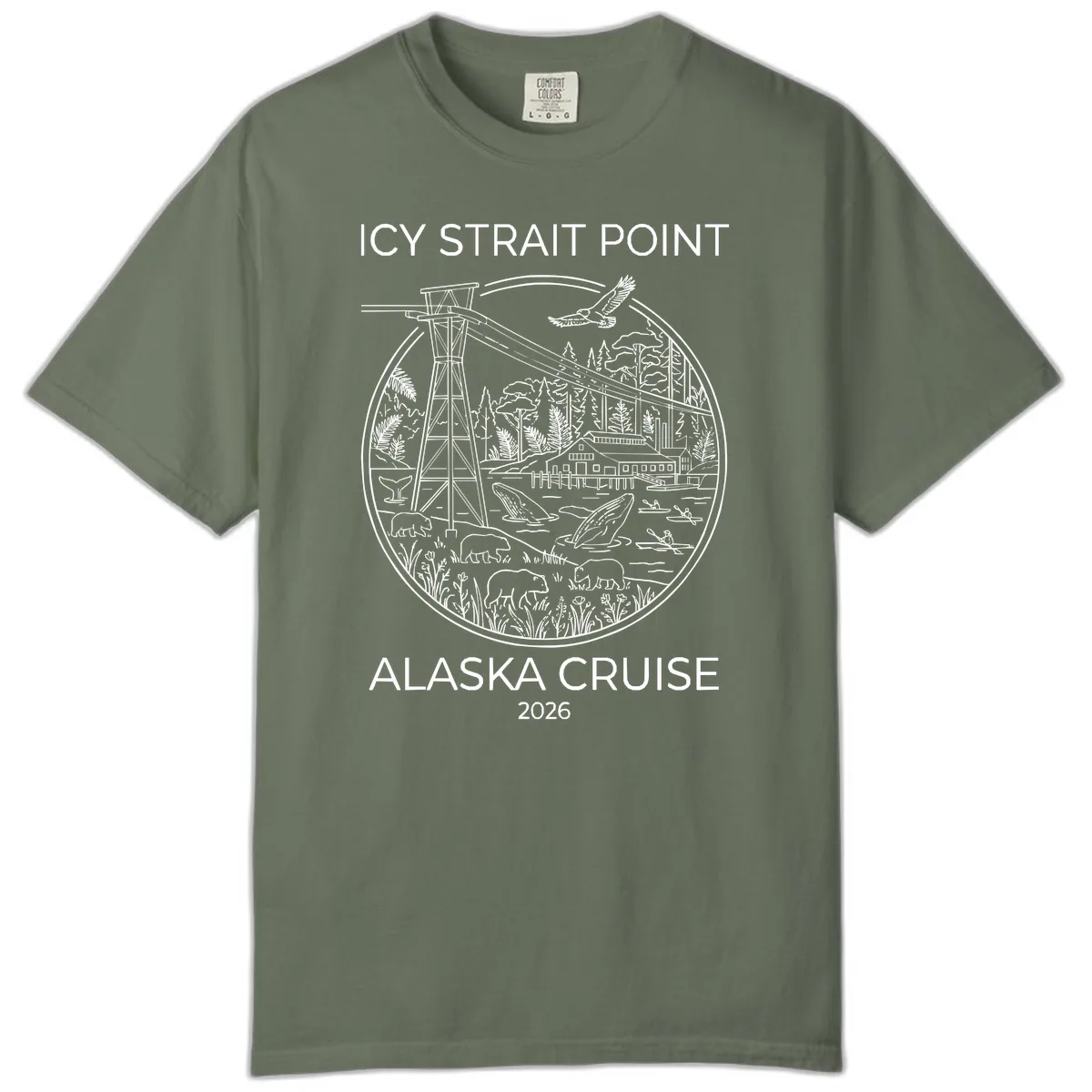 Icy Strait Point Wildlife Panorama Comfort Color in Moss