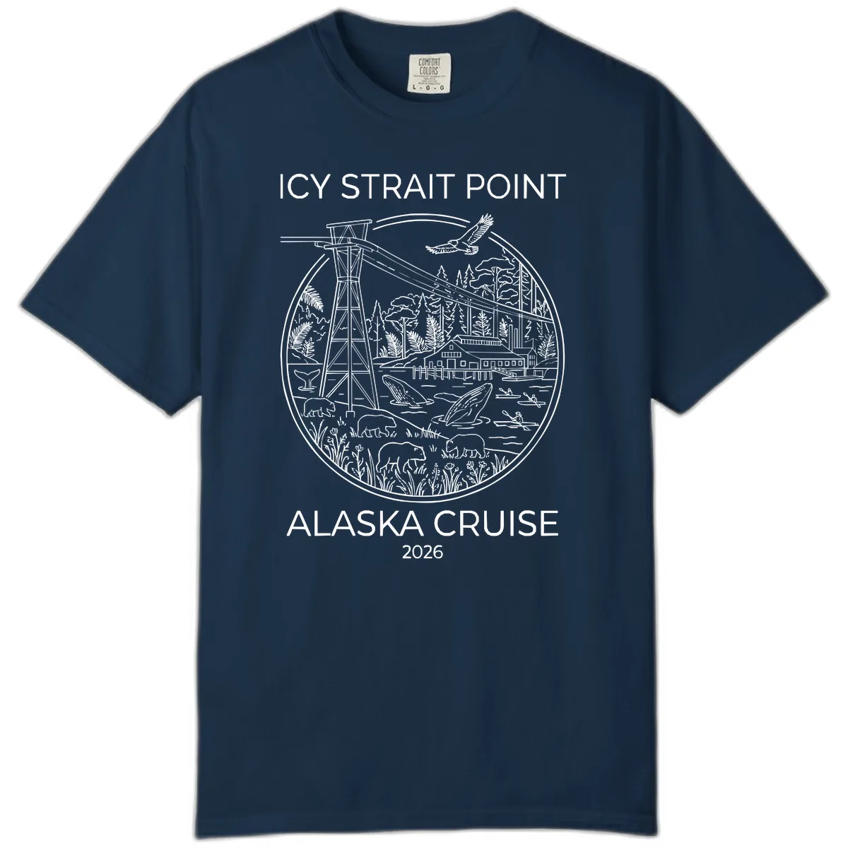 Icy Strait Point Wildlife Panorama Comfort Color in True Navy