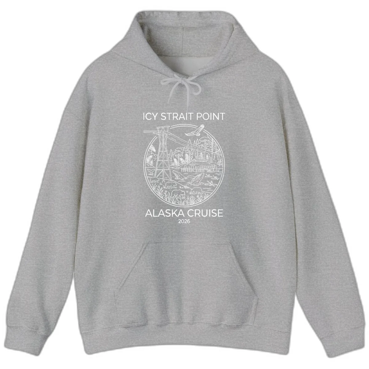 Icy Strait Point Wildlife Panorama Hoodie in Sport Grey
