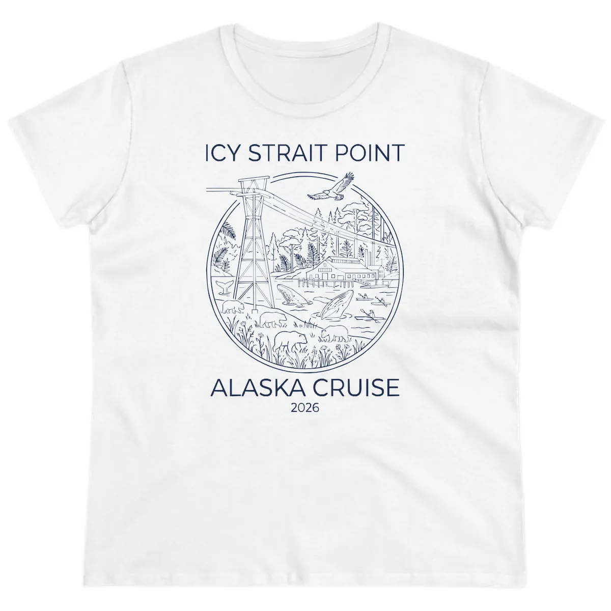Icy Strait Point Wildlife Panorama Ladies Tee in White