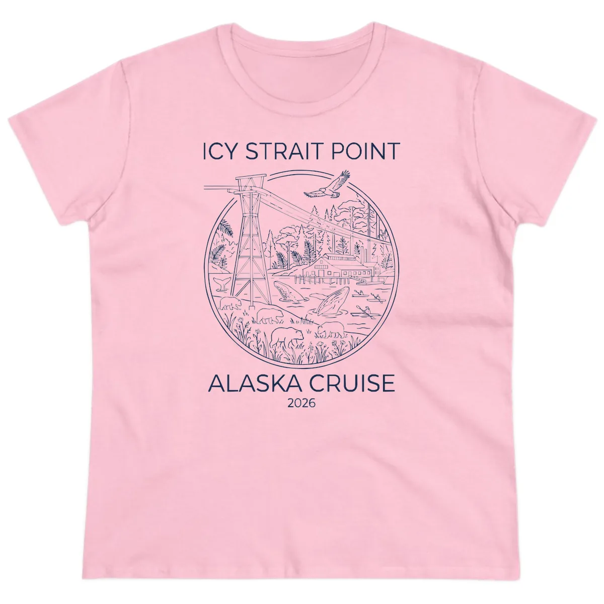 Icy Strait Point Wildlife Panorama Ladies Tee in Light Pink