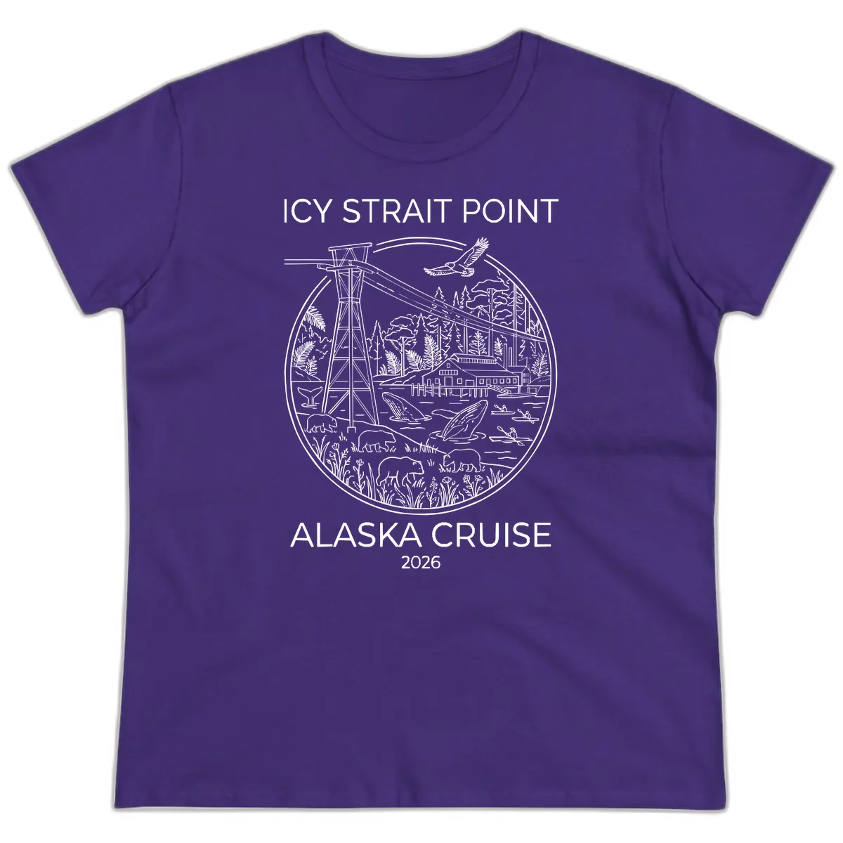 Icy Strait Point Wildlife Panorama Ladies Tee in Purple