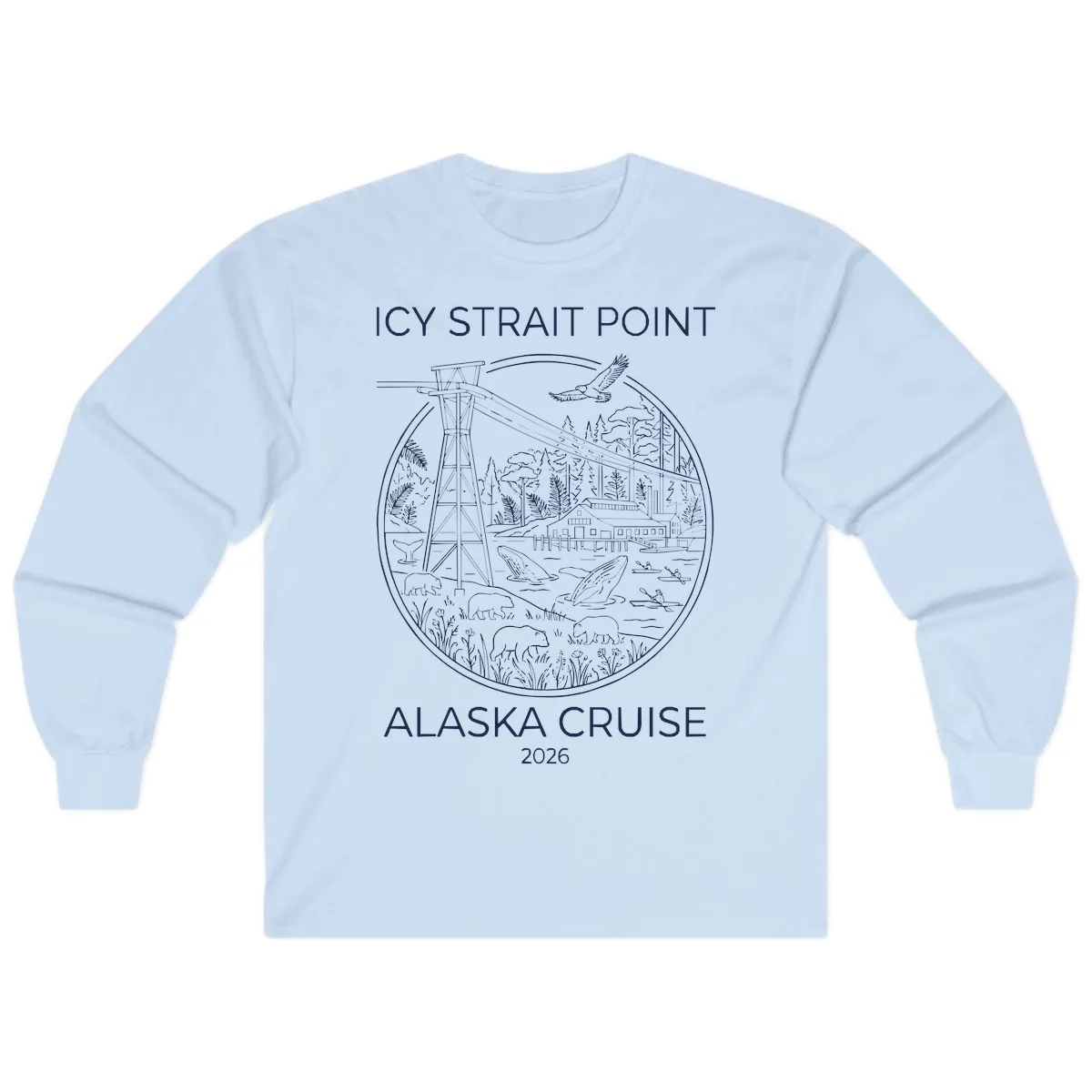 Icy Strait Point Wildlife Panorama Long Sleeve in Light Blue