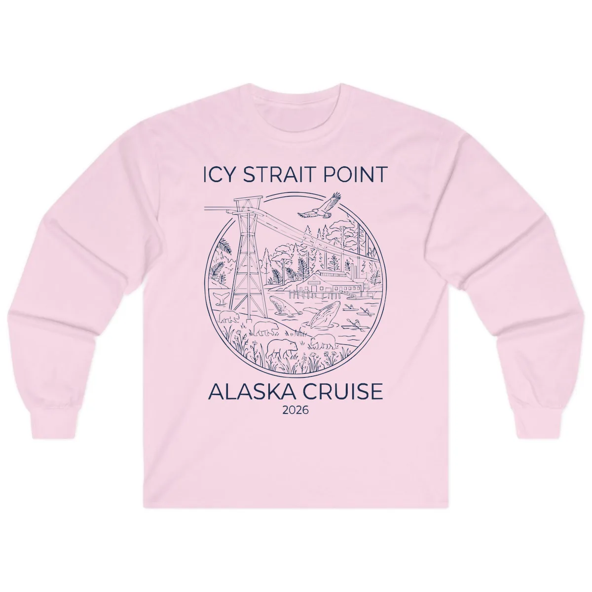 Icy Strait Point Wildlife Panorama Long Sleeve in Light Pink