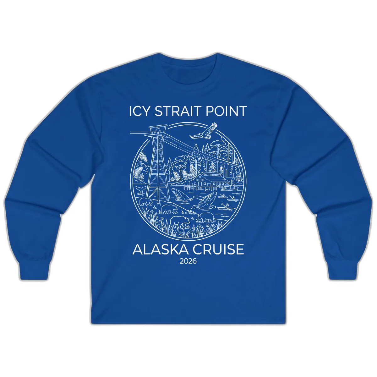 Icy Strait Point Wildlife Panorama Long Sleeve in Royal