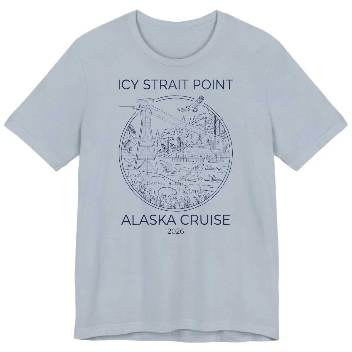 Icy Strait Point Wildlife Panorama Premium T-Shirt in Light Blue