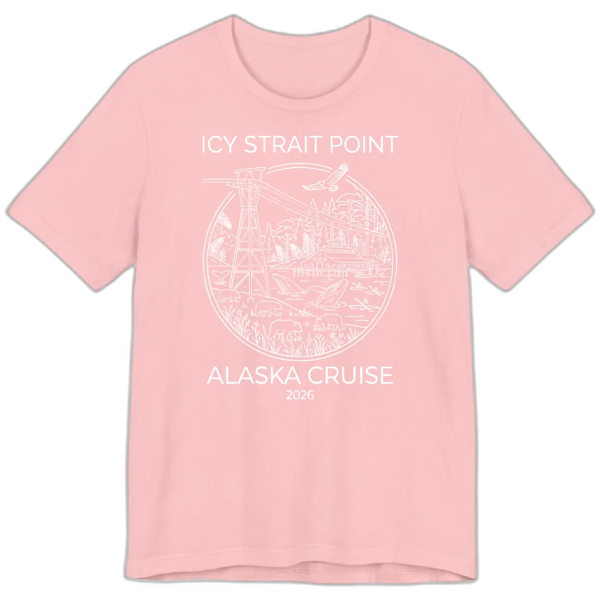 Icy Strait Point Wildlife Panorama Premium T-Shirt in Pink