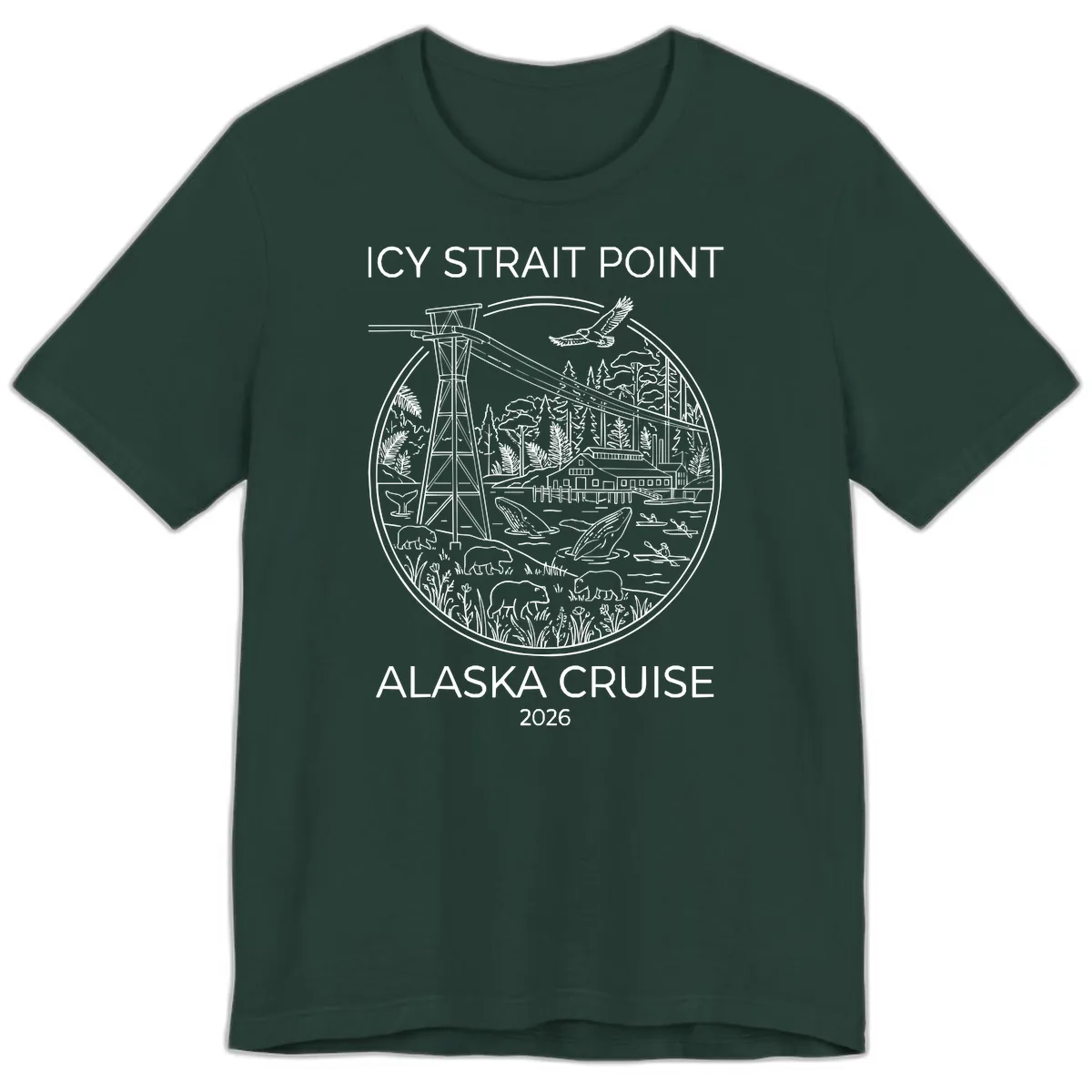 Icy Strait Point Wildlife Panorama Premium T-Shirt in Forest