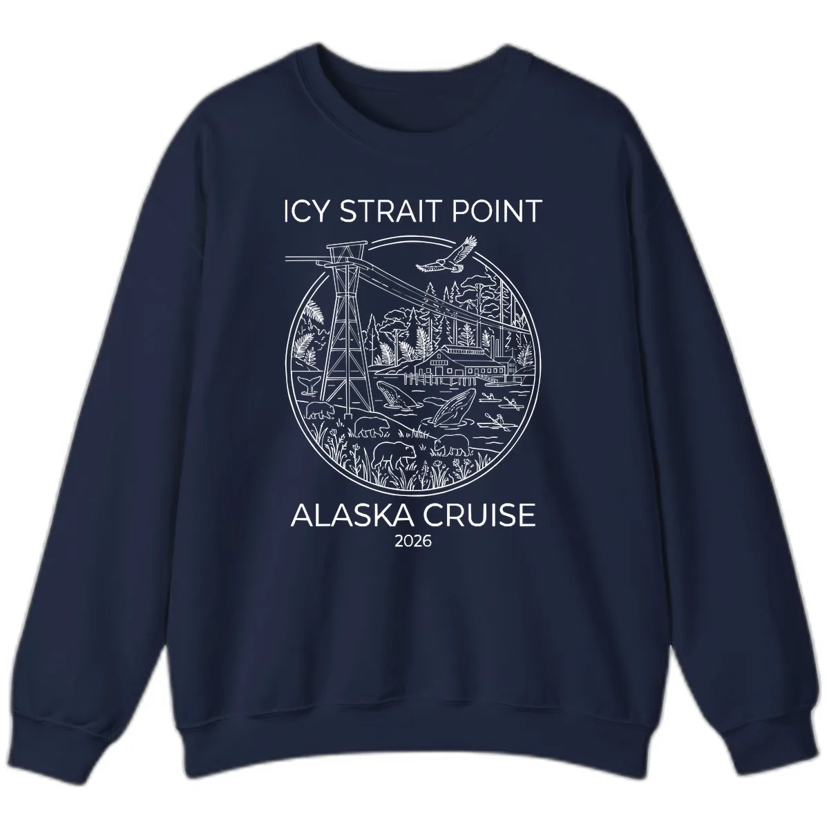 Icy Strait Point Wildlife Panorama Sweatshirt in Navy