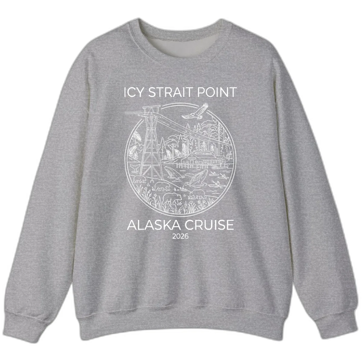 Icy Strait Point Wildlife Panorama Sweatshirt in Sport Grey