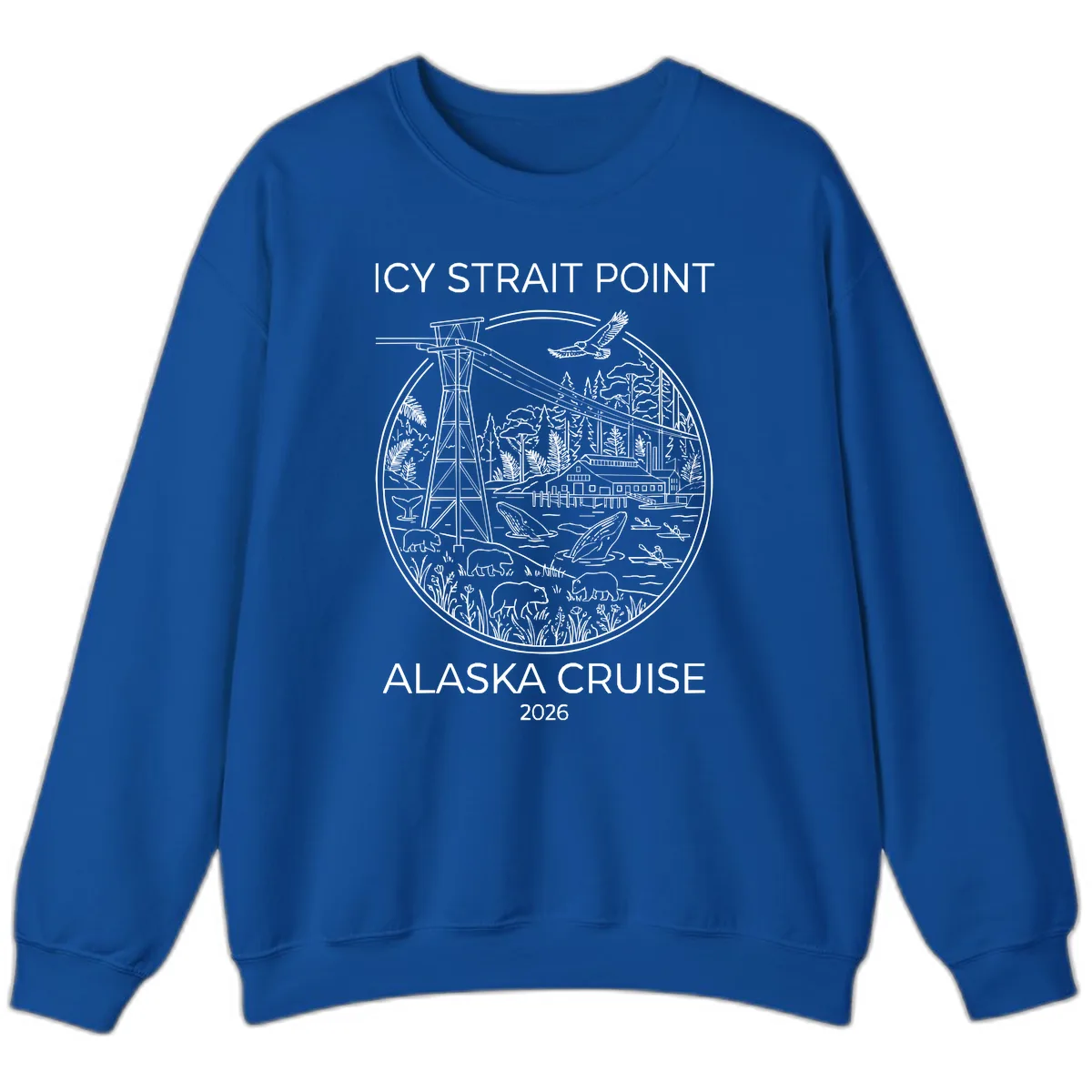 Icy Strait Point Wildlife Panorama Sweatshirt in Royal