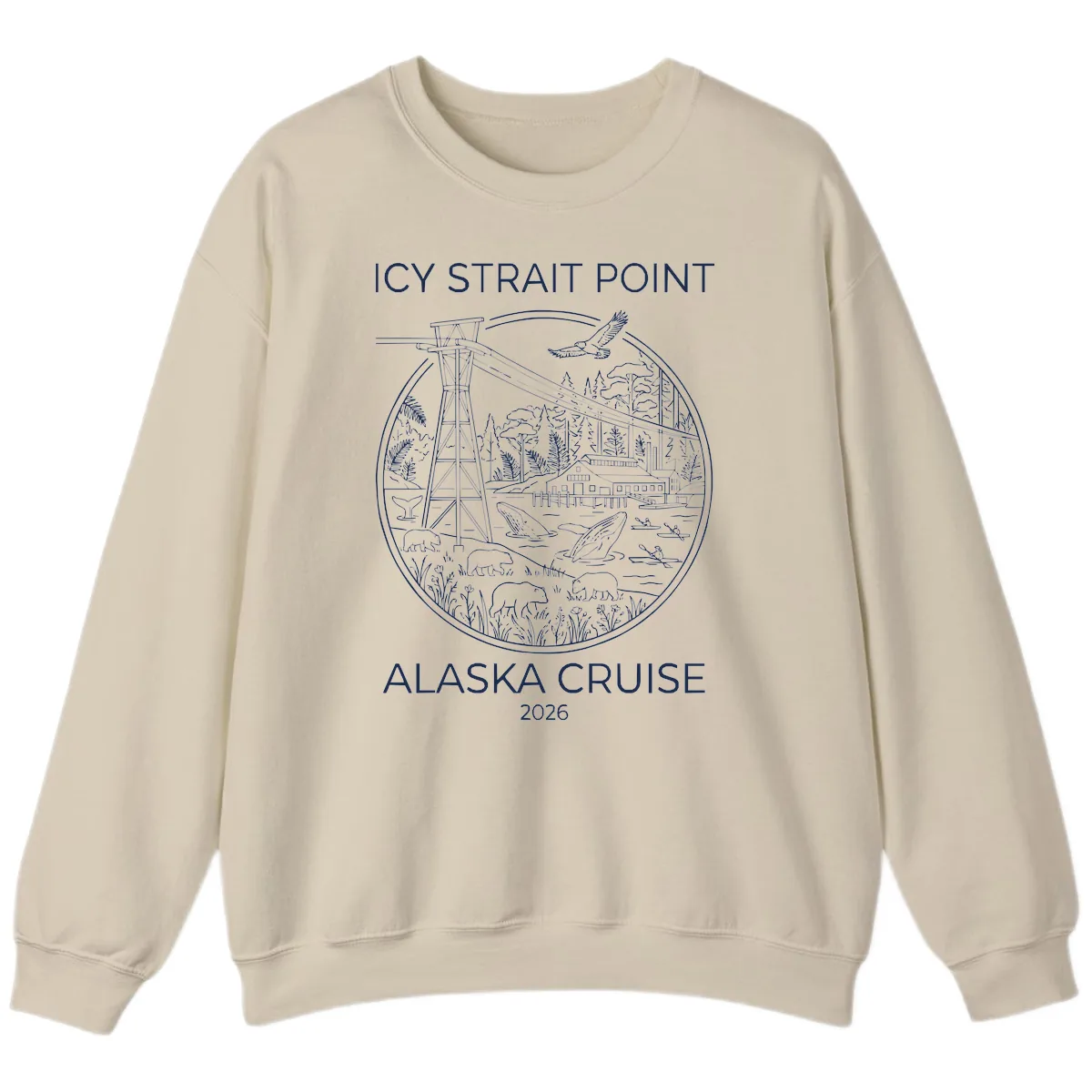 Icy Strait Point Wildlife Panorama Sweatshirt in Sand