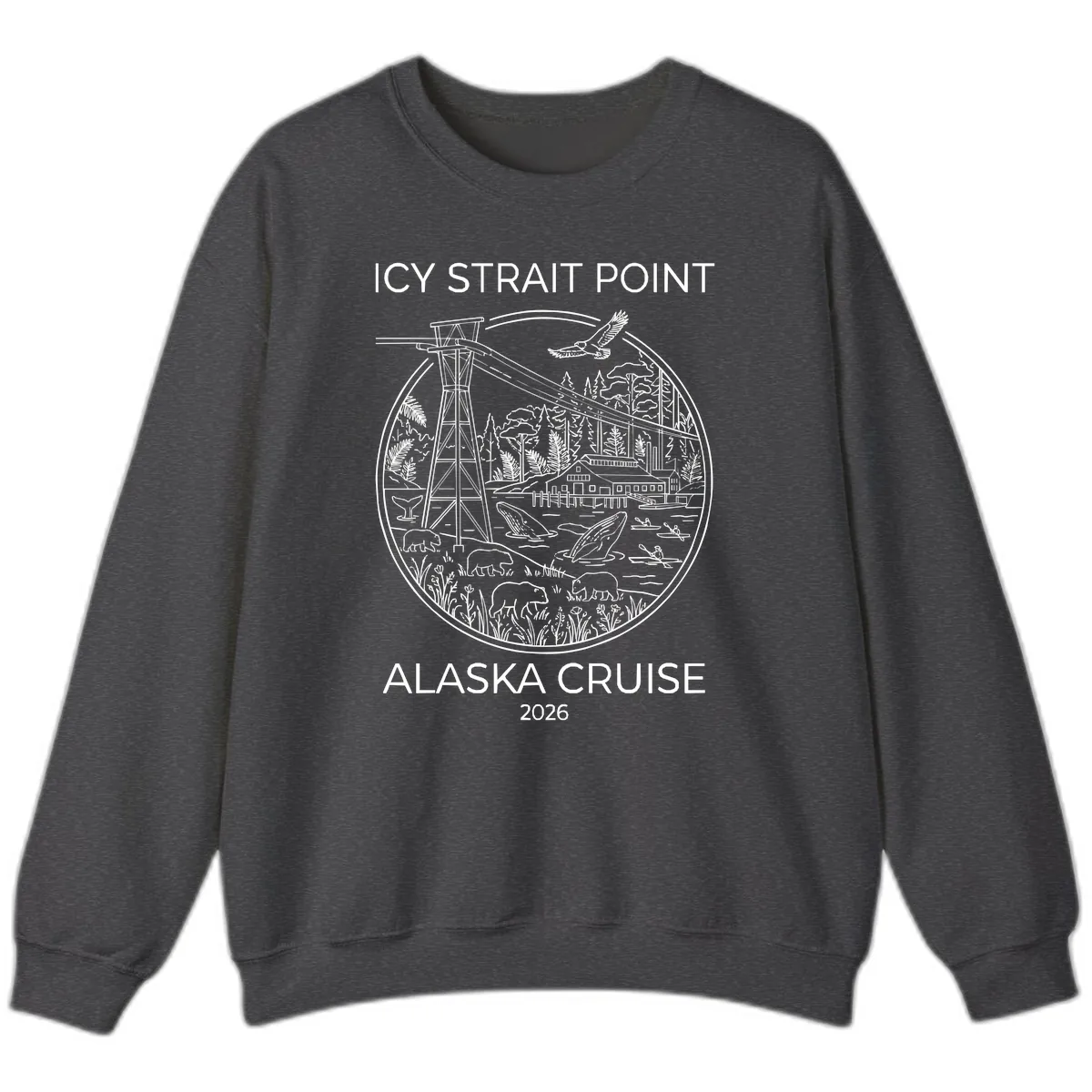 Icy Strait Point Wildlife Panorama Sweatshirt in Dark Heather
