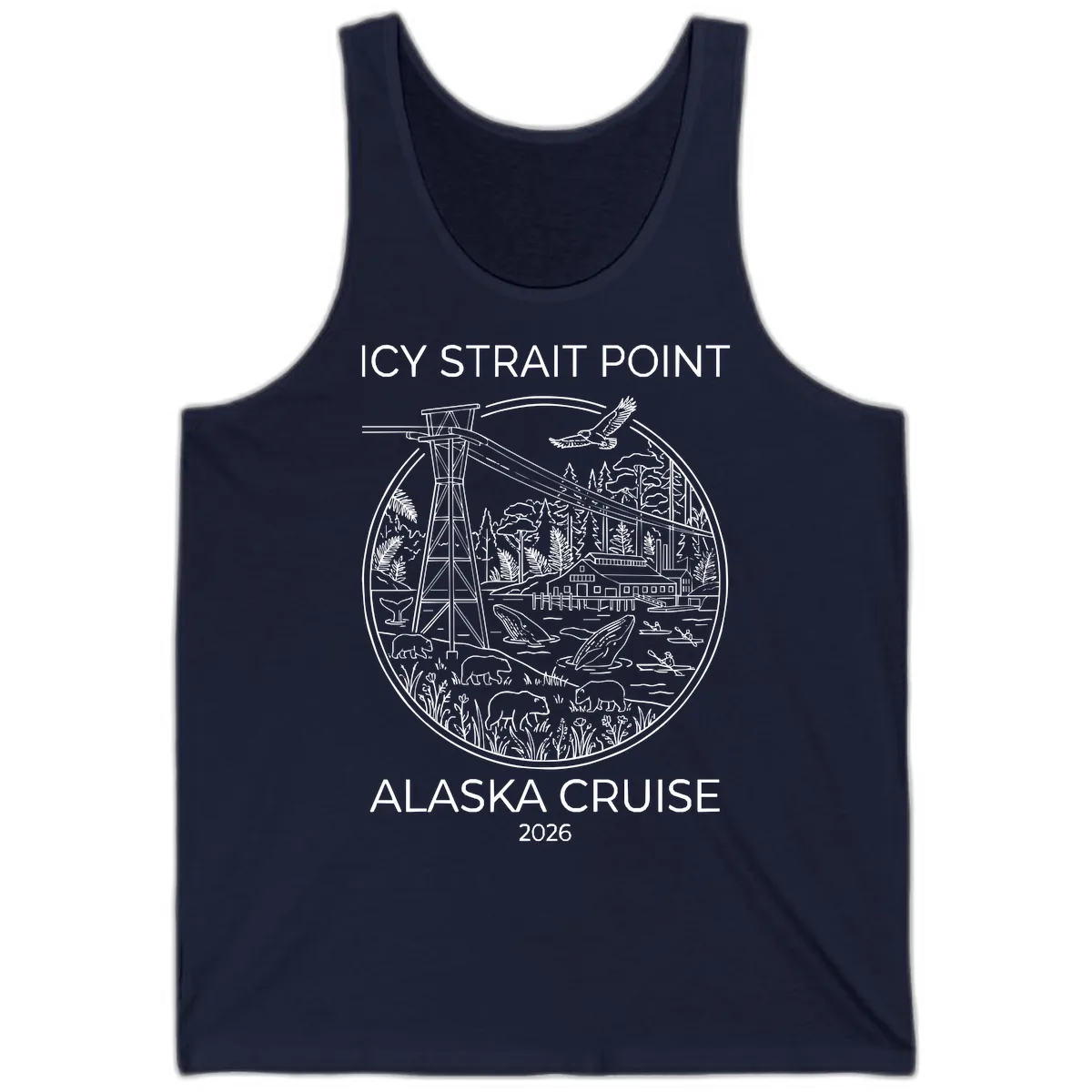 Icy Strait Point Wildlife Panorama Tank in Navy
