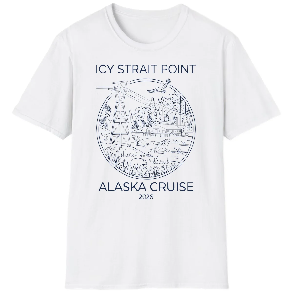 Icy Strait Point Wildlife Panorama T-Shirt in White