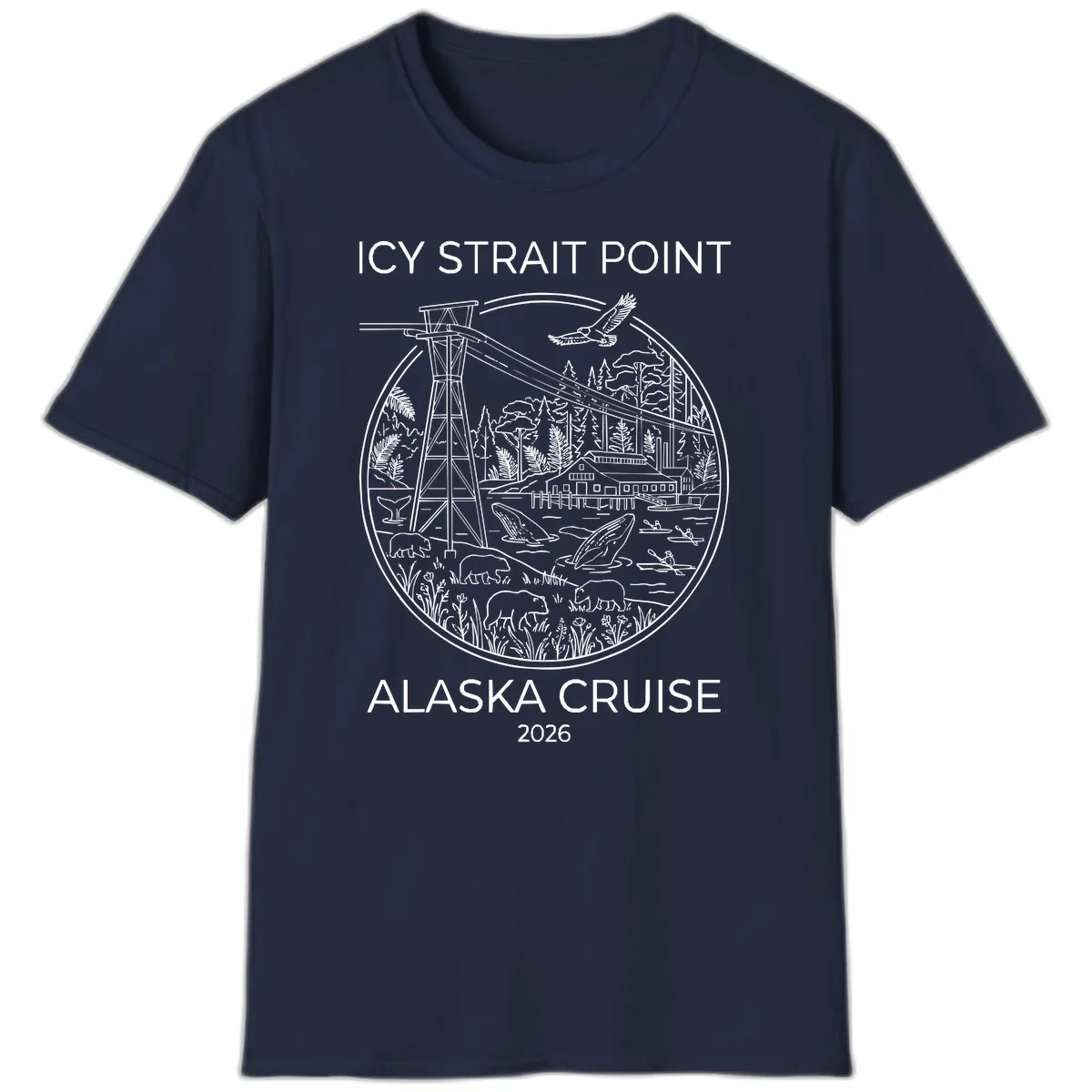 Icy Strait Point Wildlife Panorama T-Shirt in Navy