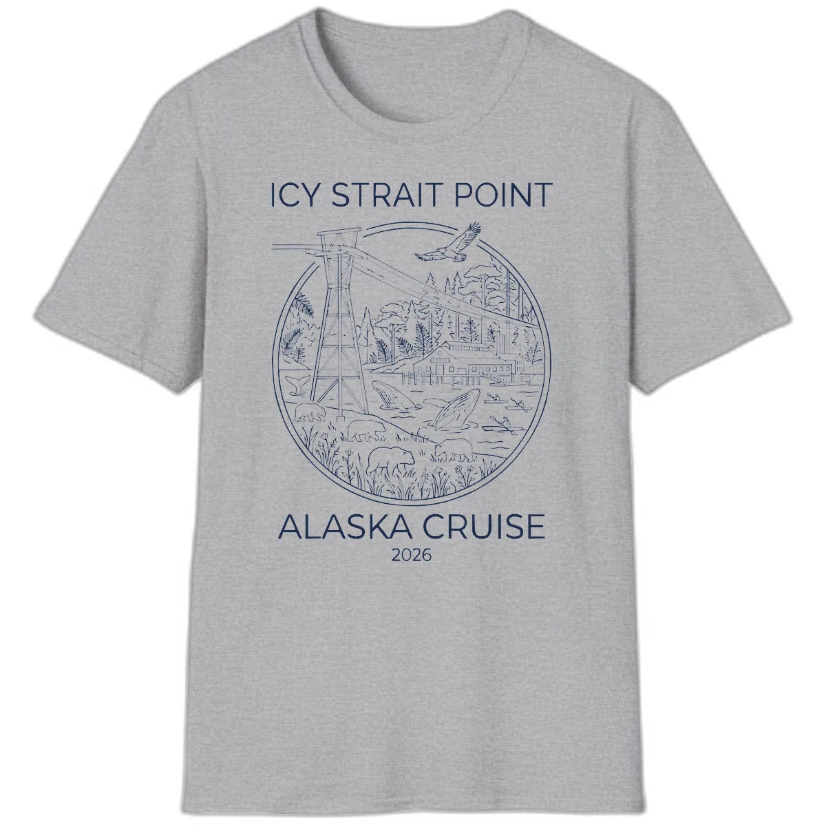 Icy Strait Point Wildlife Panorama T-Shirt in Sport Grey