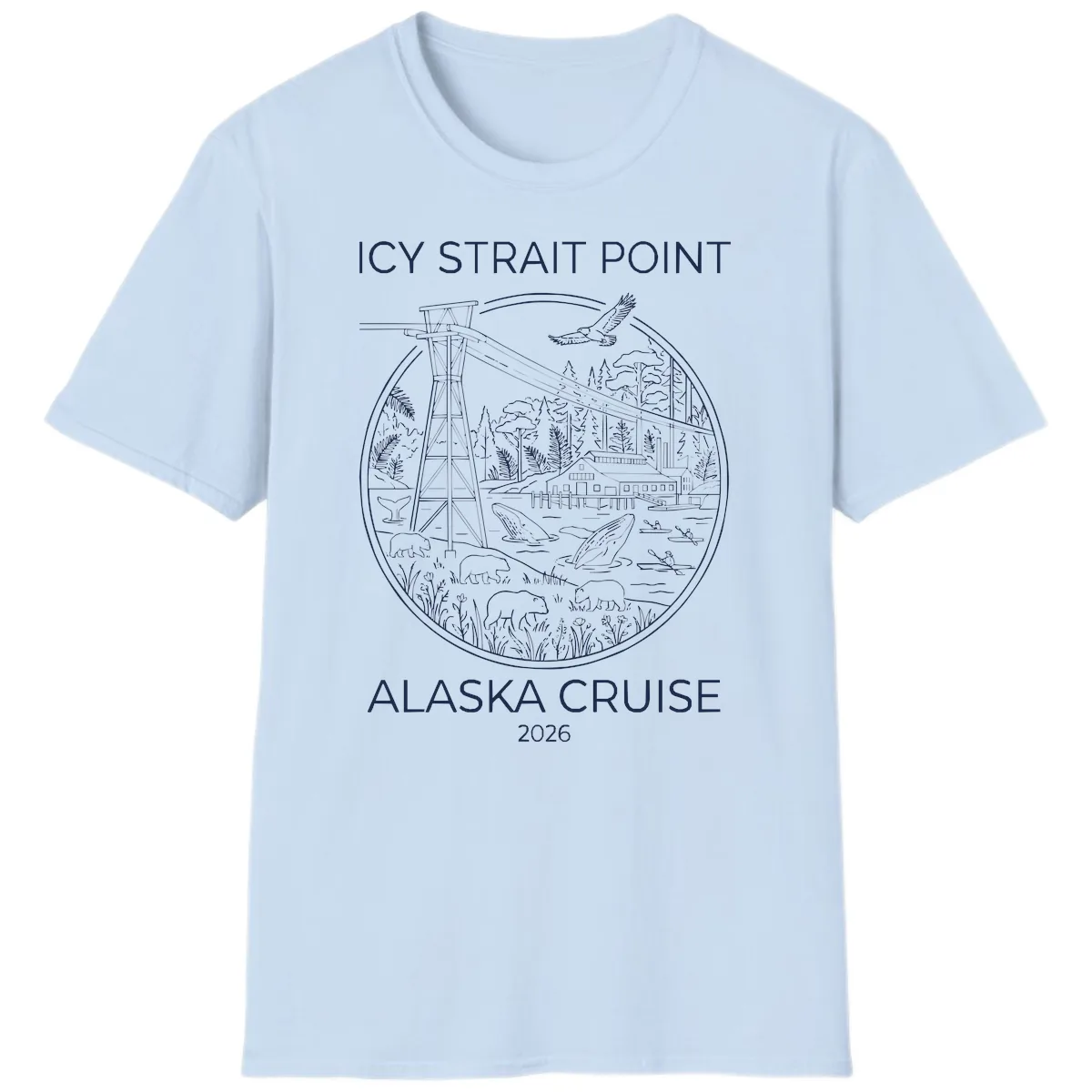Icy Strait Point Wildlife Panorama T-Shirt in Light Blue