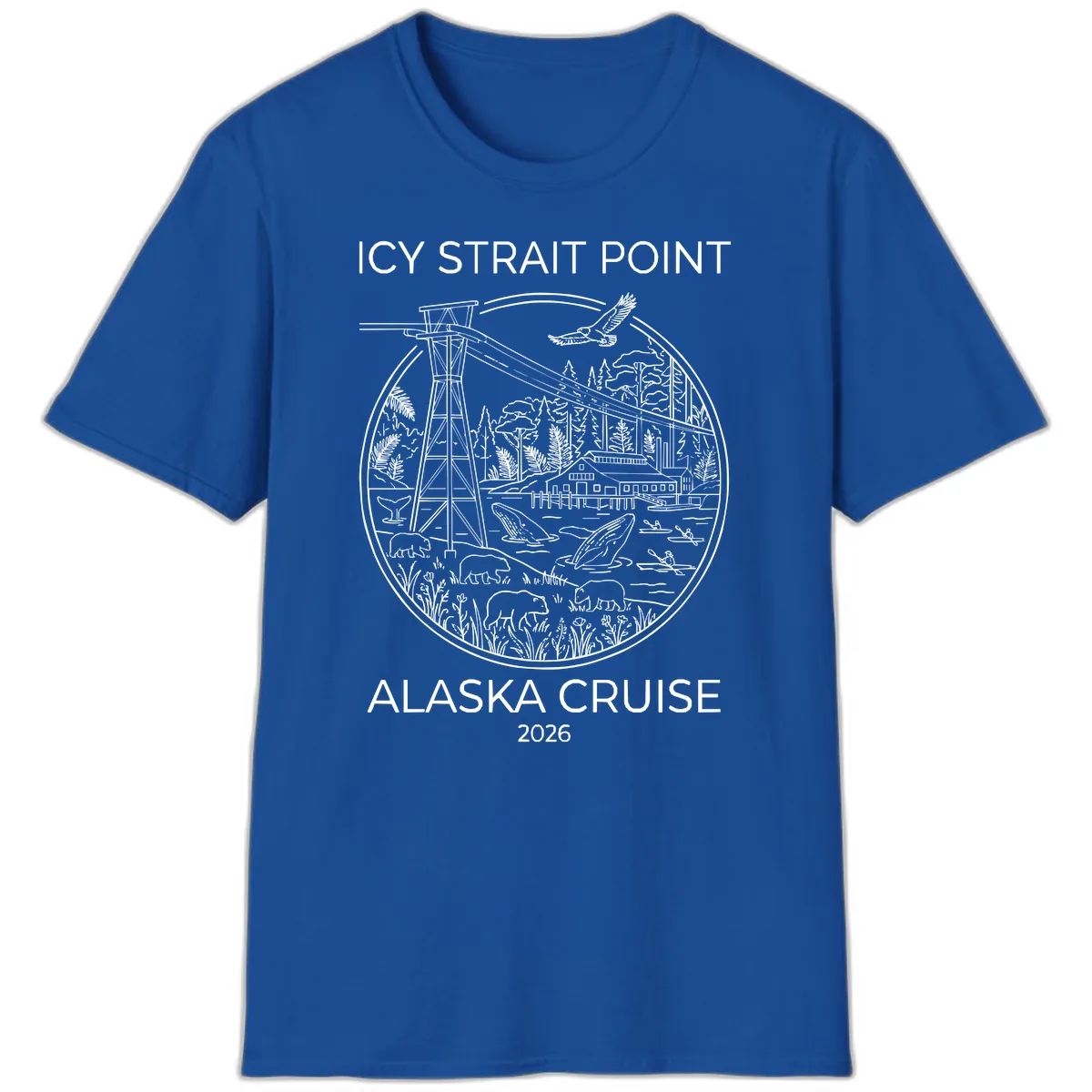 Icy Strait Point Wildlife Panorama T-Shirt in Royal