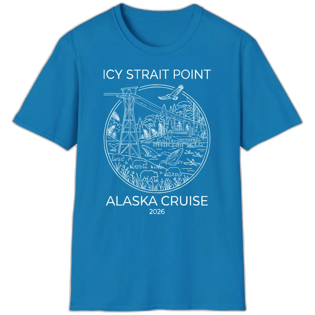 Icy Strait Point Wildlife Panorama T-Shirt in Sapphire