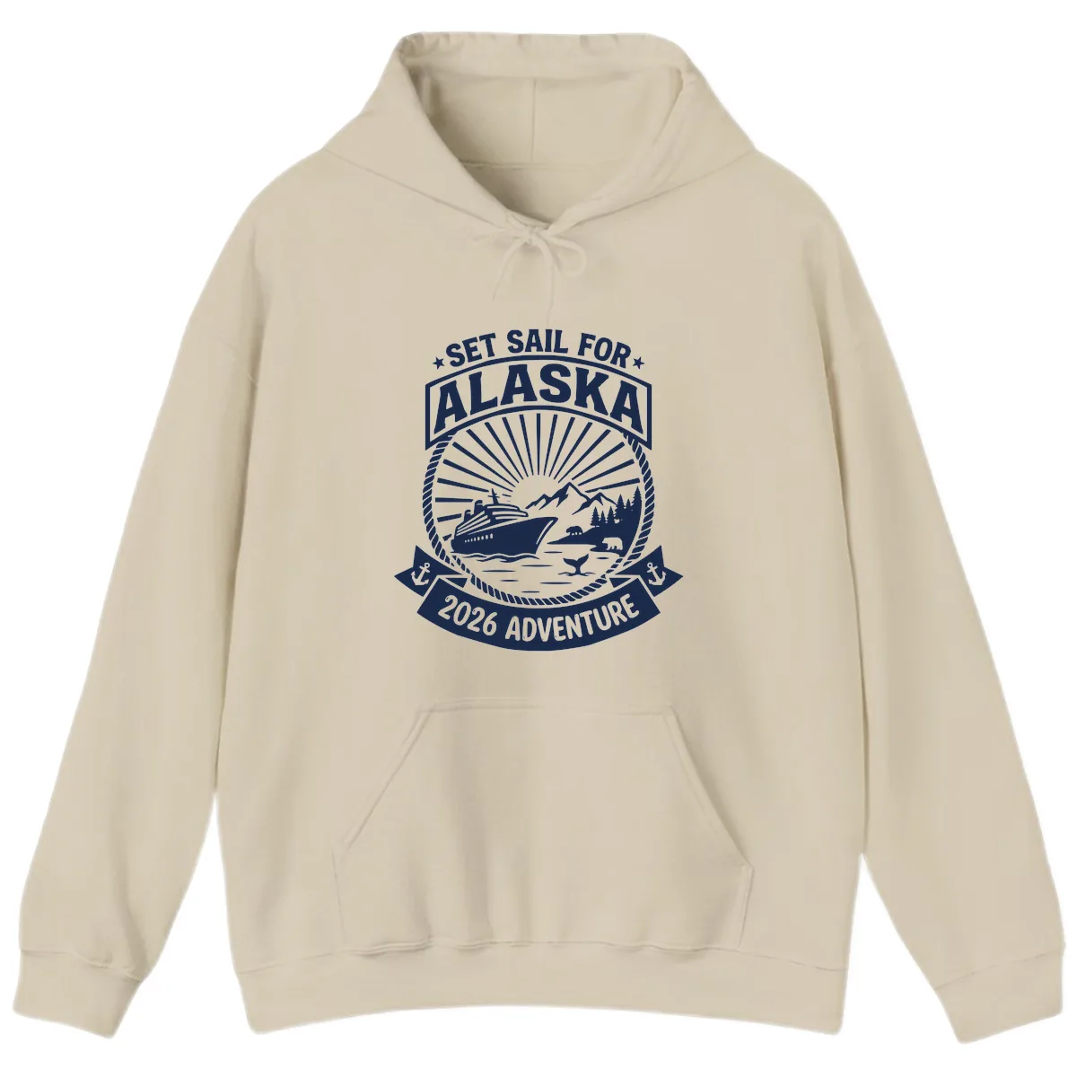 Set Sail For Alaska 2026 Adventure Hoodie in Sand