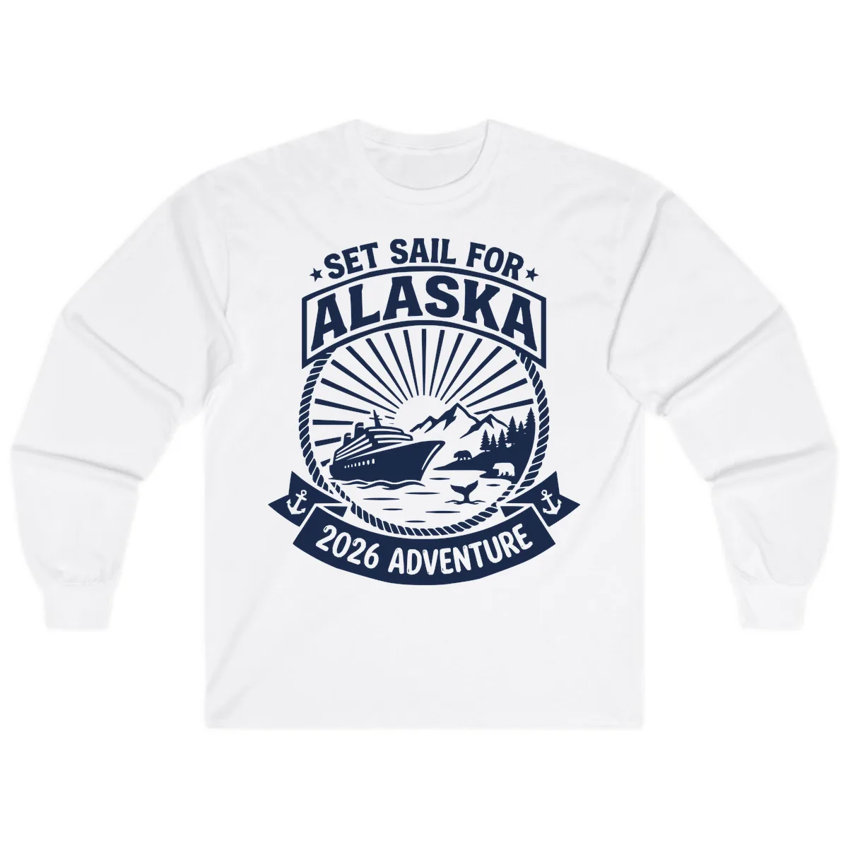 Set Sail For Alaska 2026 Adventure Long Sleeve in White