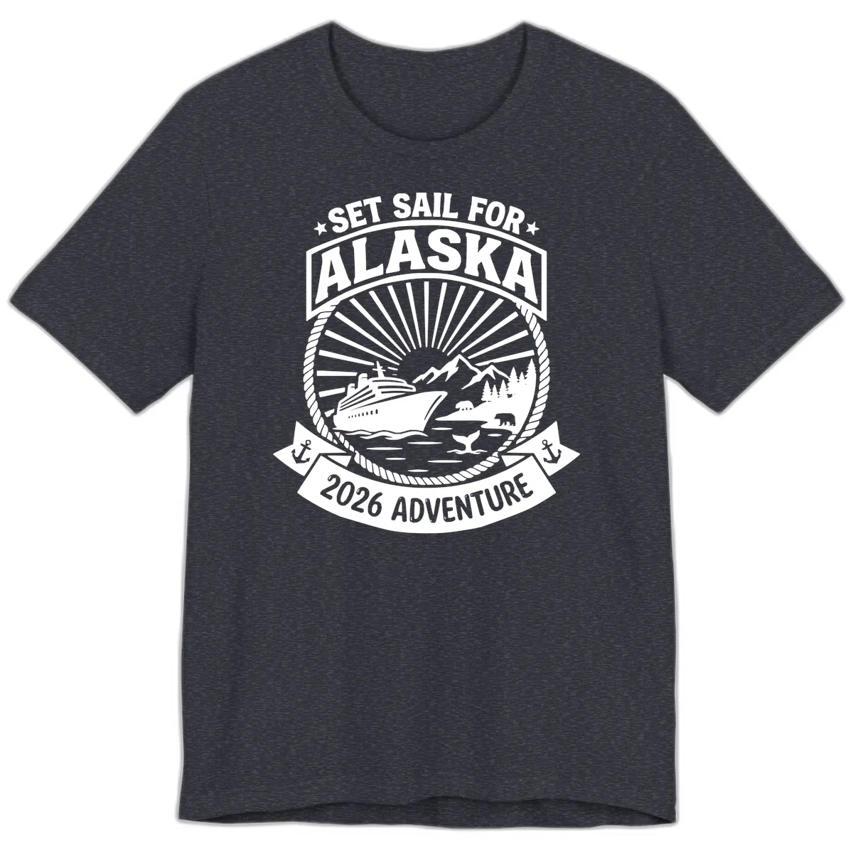 Set Sail For Alaska 2026 Adventure Premium T-Shirt in Heather Navy
