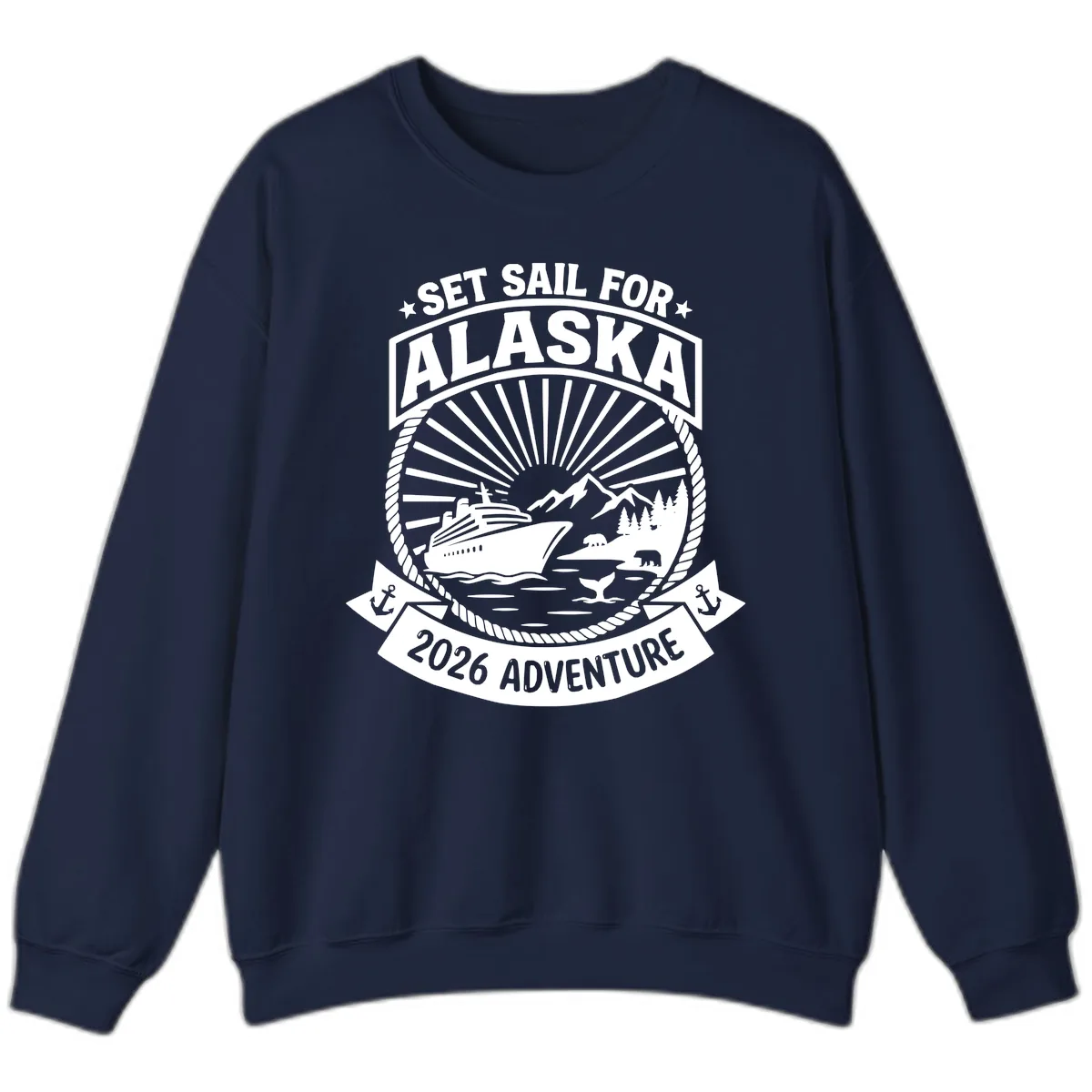 Set Sail For Alaska 2026 Adventure Sweatshirt in Navy
