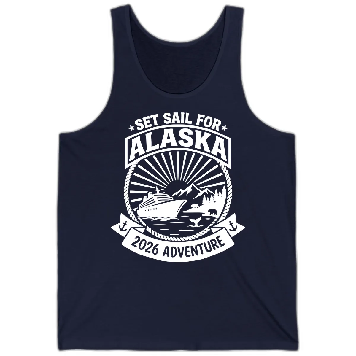 Set Sail For Alaska 2026 Adventure Tank in Navy