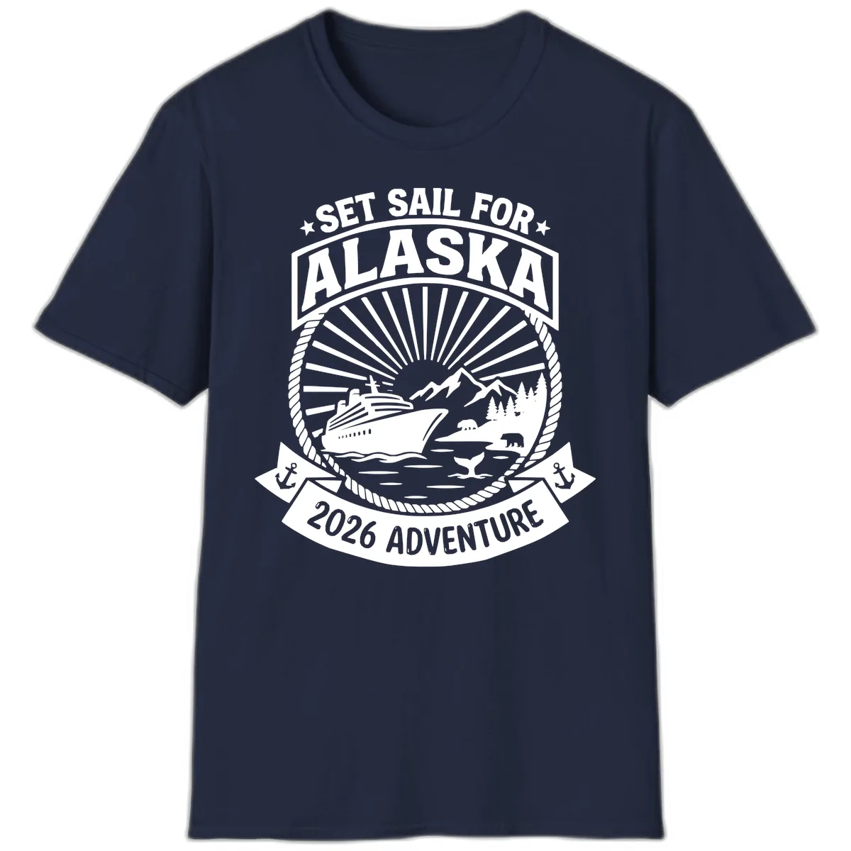 Set Sail For Alaska 2026 Adventure T-Shirt in Navy