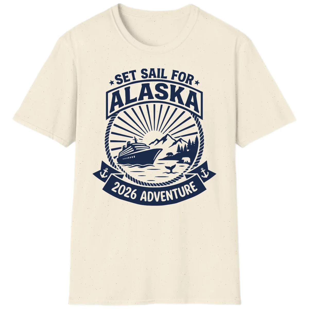Set Sail For Alaska 2026 Adventure T-Shirt in Natural