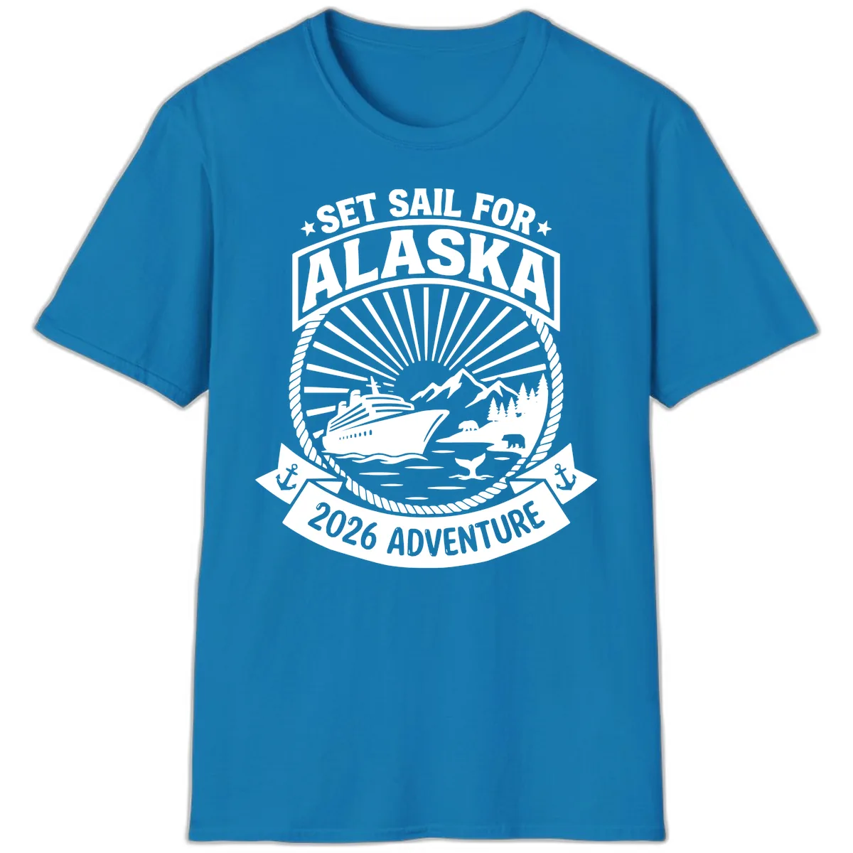 Set Sail For Alaska 2026 Adventure T-Shirt in Sapphire
