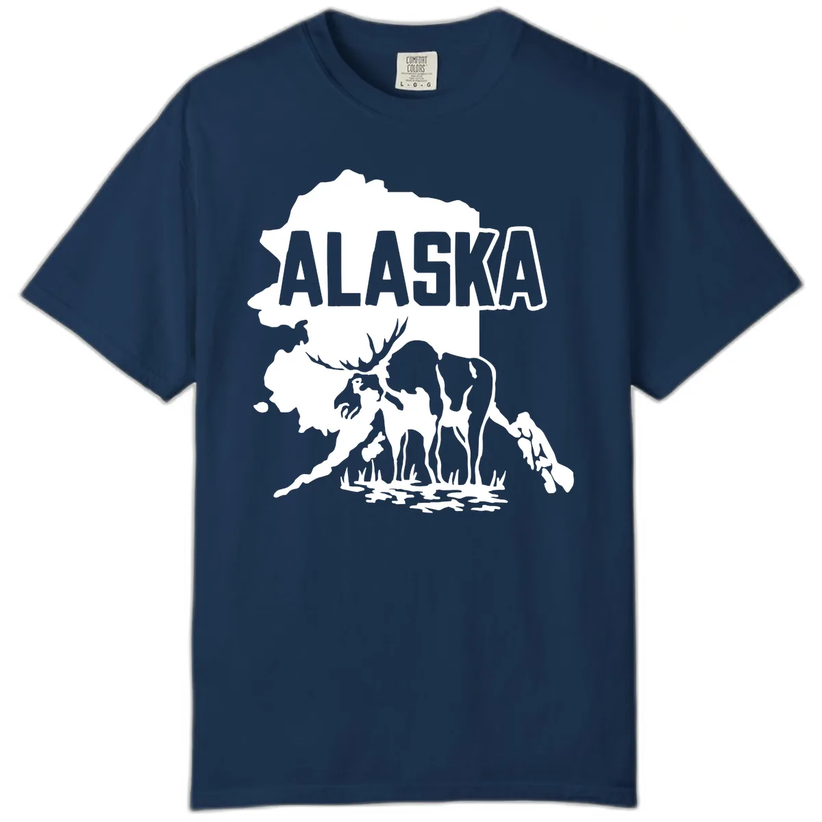 Alaska Wildlife & Map Adventure Comfort Color in Navy