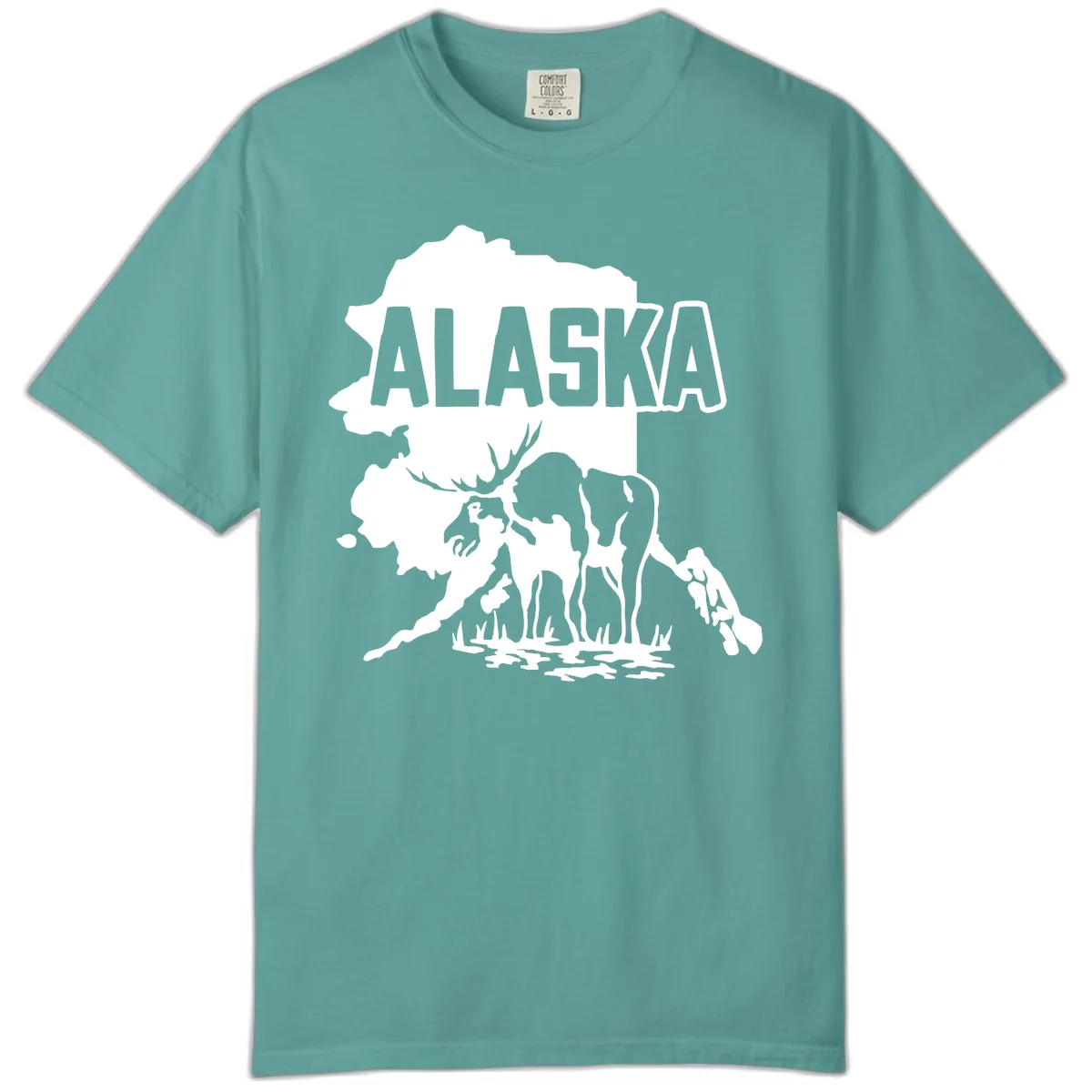Alaska Wildlife & Map Adventure Comfort Color in Seafoam