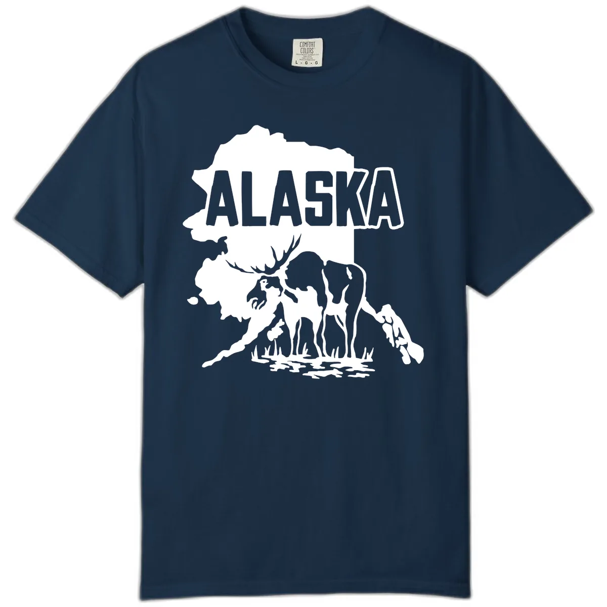 Alaska Wildlife & Map Adventure Comfort Color in True Navy