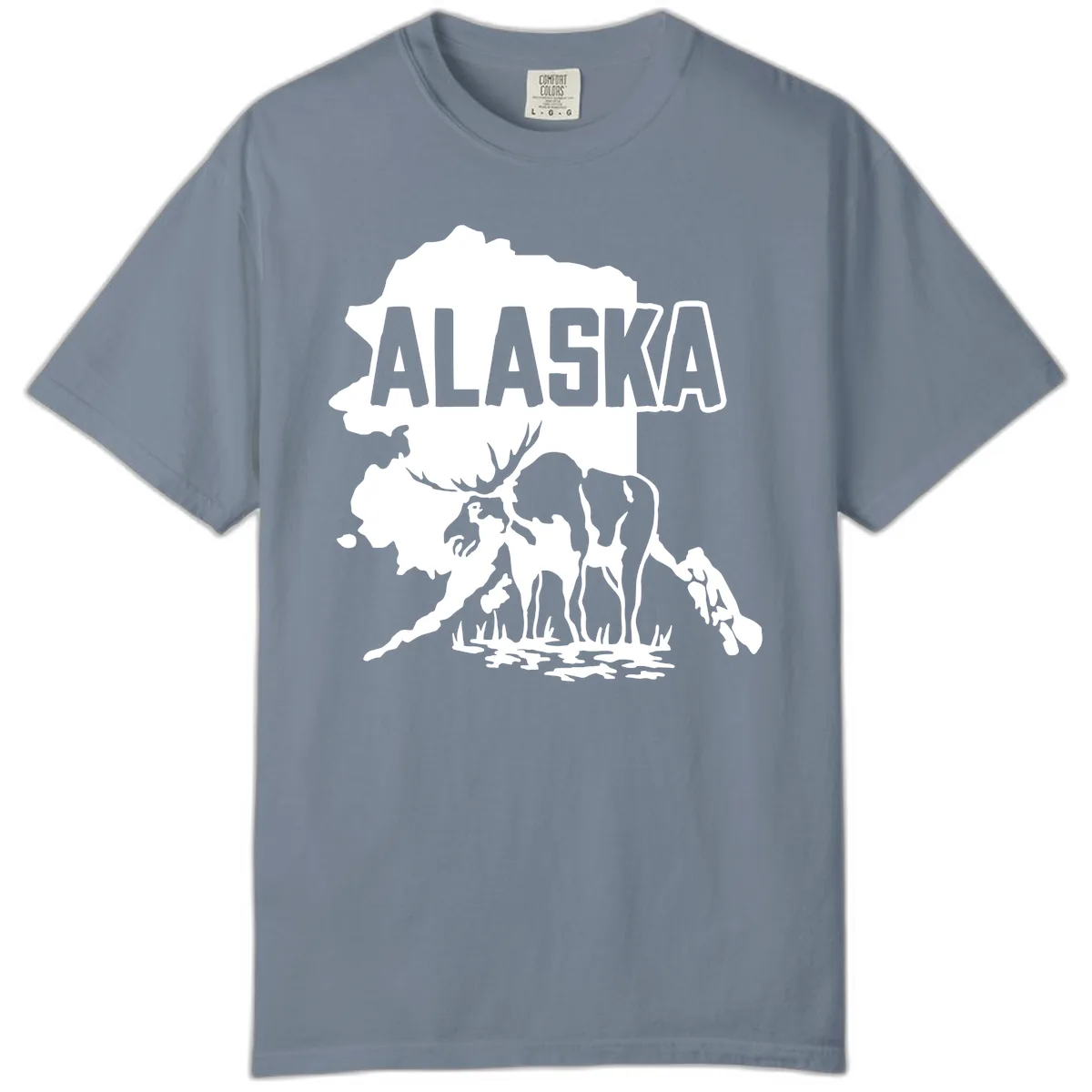 Alaska Wildlife & Map Adventure Comfort Color in Blue Jean