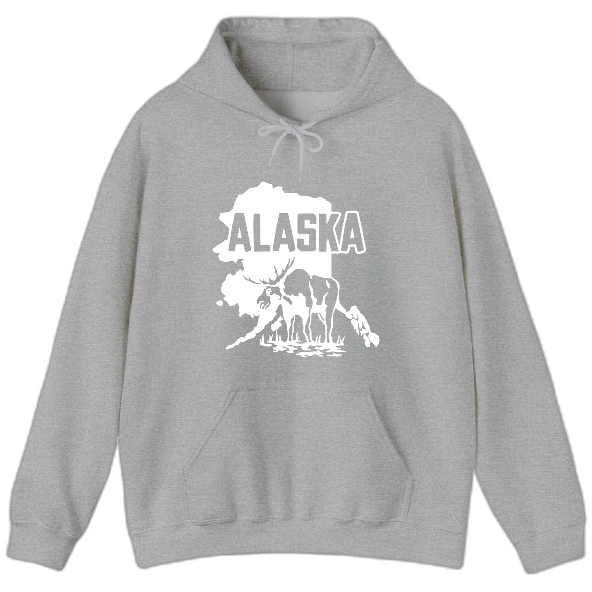 Alaska Wildlife & Map Adventure Hoodie in Sport Grey