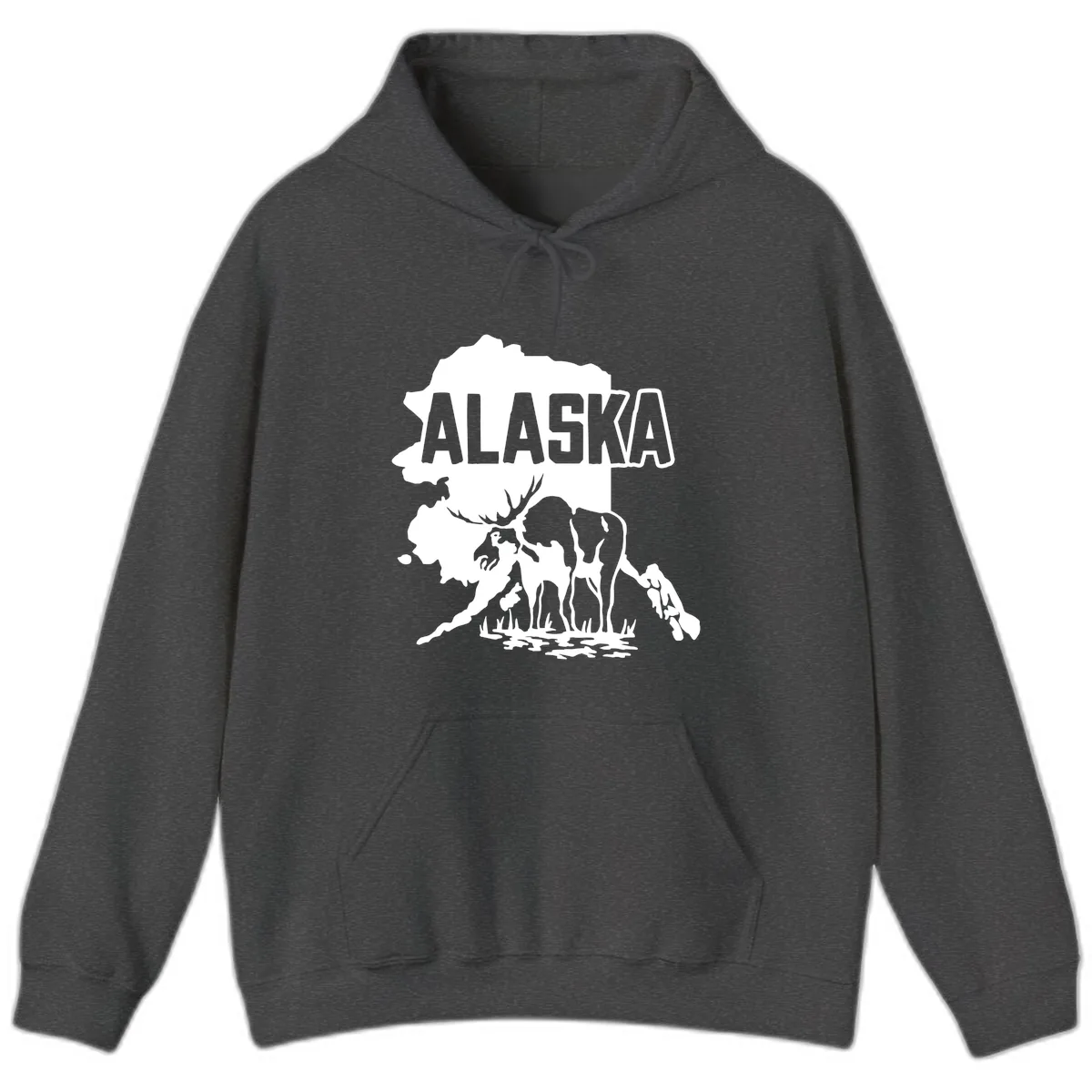 Alaska Wildlife & Map Adventure Hoodie in Dark Heather