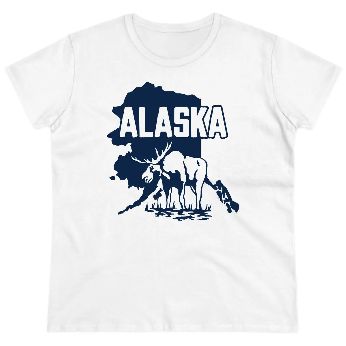 Alaska Wildlife & Map Adventure Ladies Tee in White