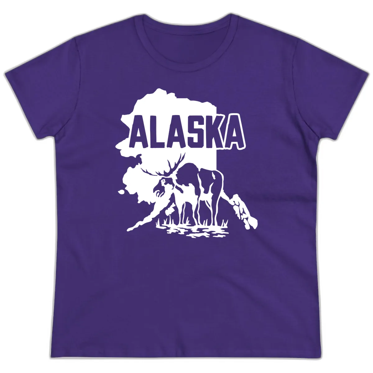Alaska Wildlife & Map Adventure Ladies Tee in Purple