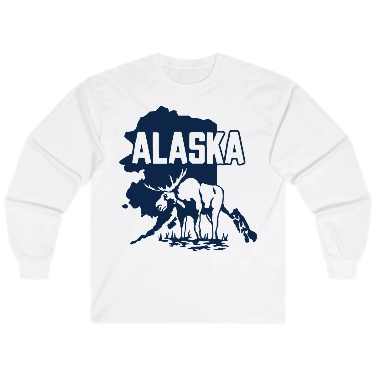 Alaska Wildlife & Map Adventure Long Sleeve in White