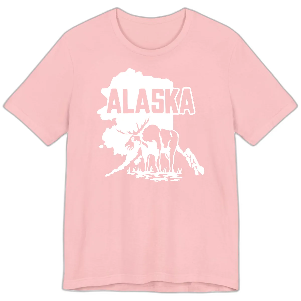 Alaska Wildlife & Map Adventure Premium T-Shirt in Pink