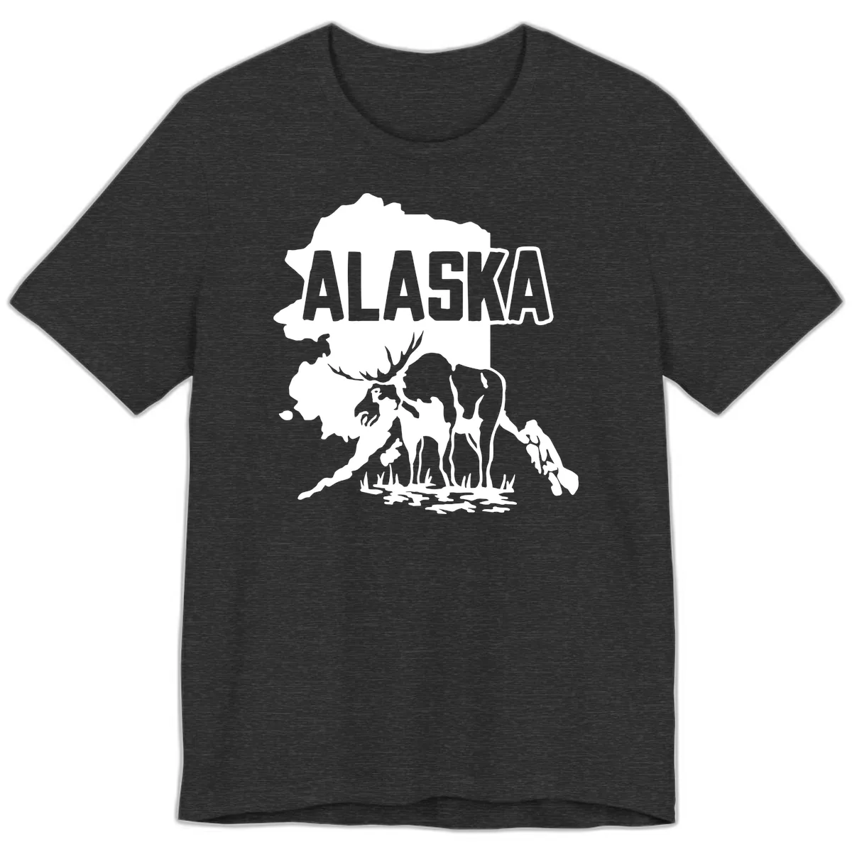 Alaska Wildlife & Map Adventure Premium T-Shirt in Dark Grey Heather