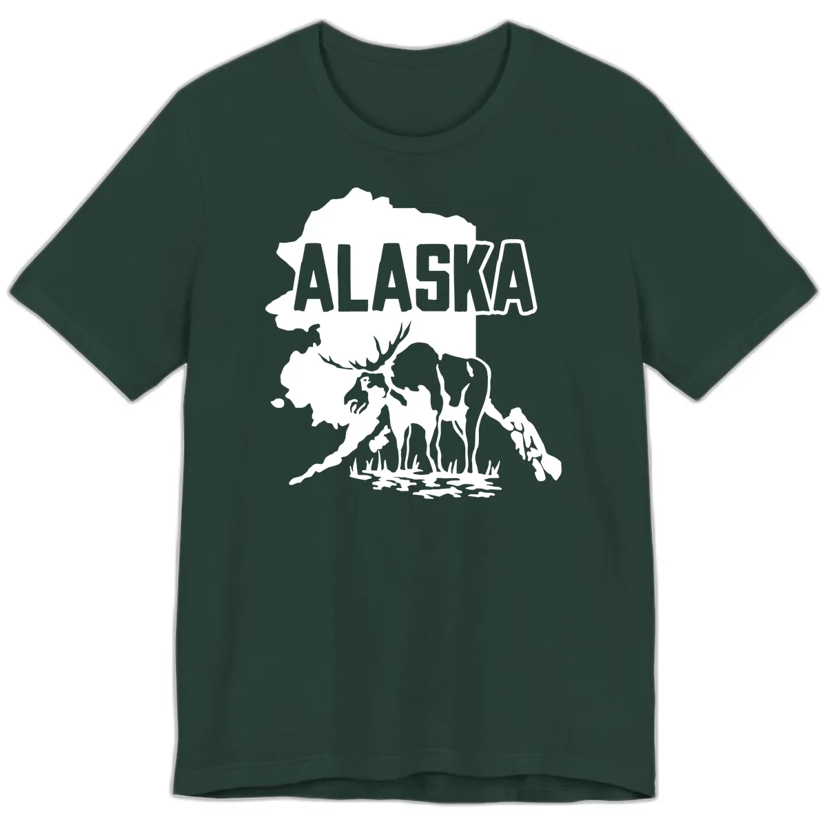 Alaska Wildlife & Map Adventure Premium T-Shirt in Forest