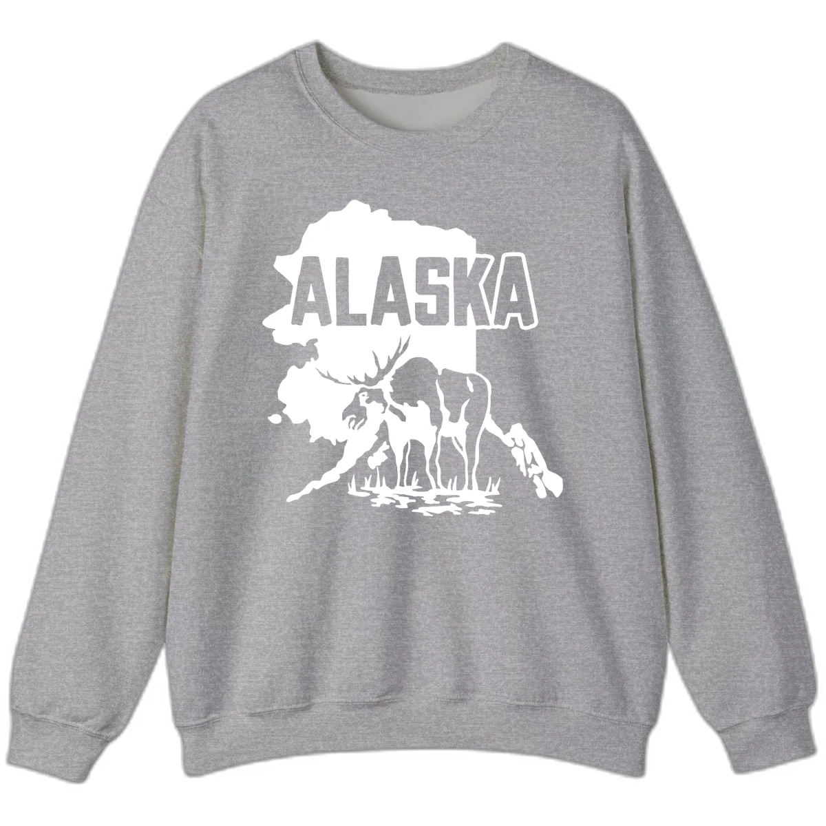 Alaska Wildlife & Map Adventure Sweatshirt in Sport Grey